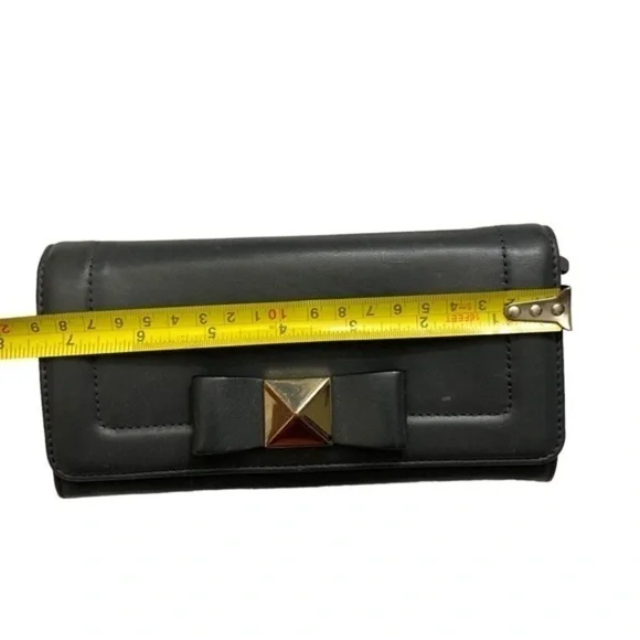 Kate spade dark gray leather bow wallet
